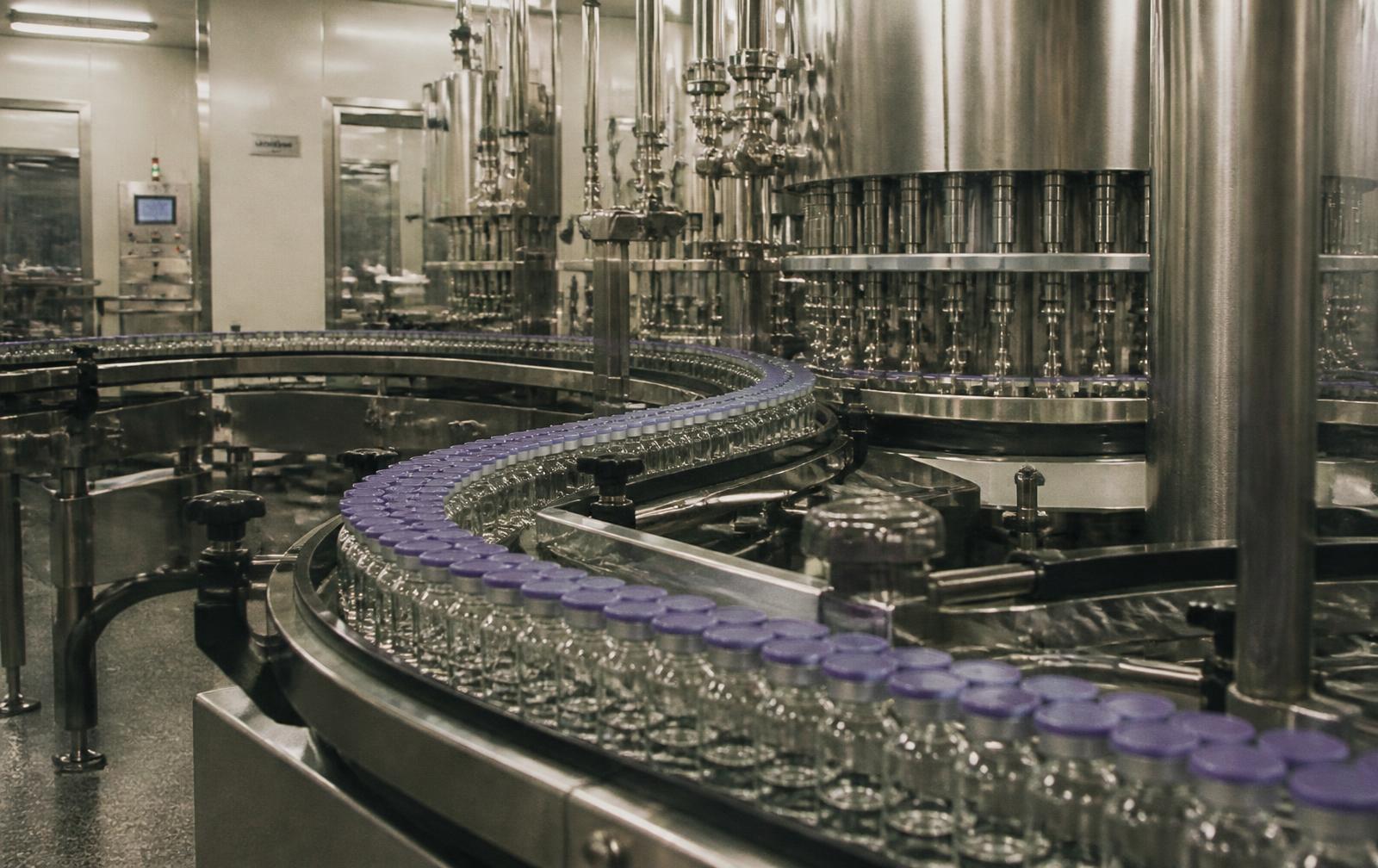 Vial production line inside the partner manufacturing facility